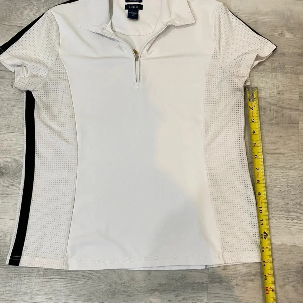 IZOD x-tra dry 1/4 Zip White and Black Polo Shirt Size M - Picture 14 of 16